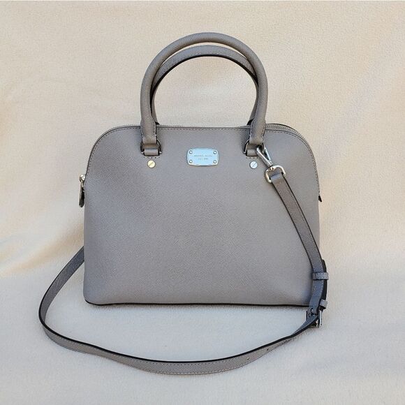 Michael Kors Gray Saffiano Leather Crossbody Satchel - Picture 1 of 17